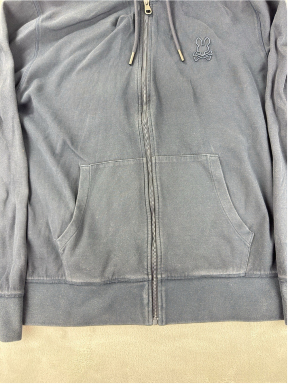 Psycho Bunny Full Zip Hoodie Classics Re-imagined Mens Size XL Navy Blue - Picture 12 of 16
